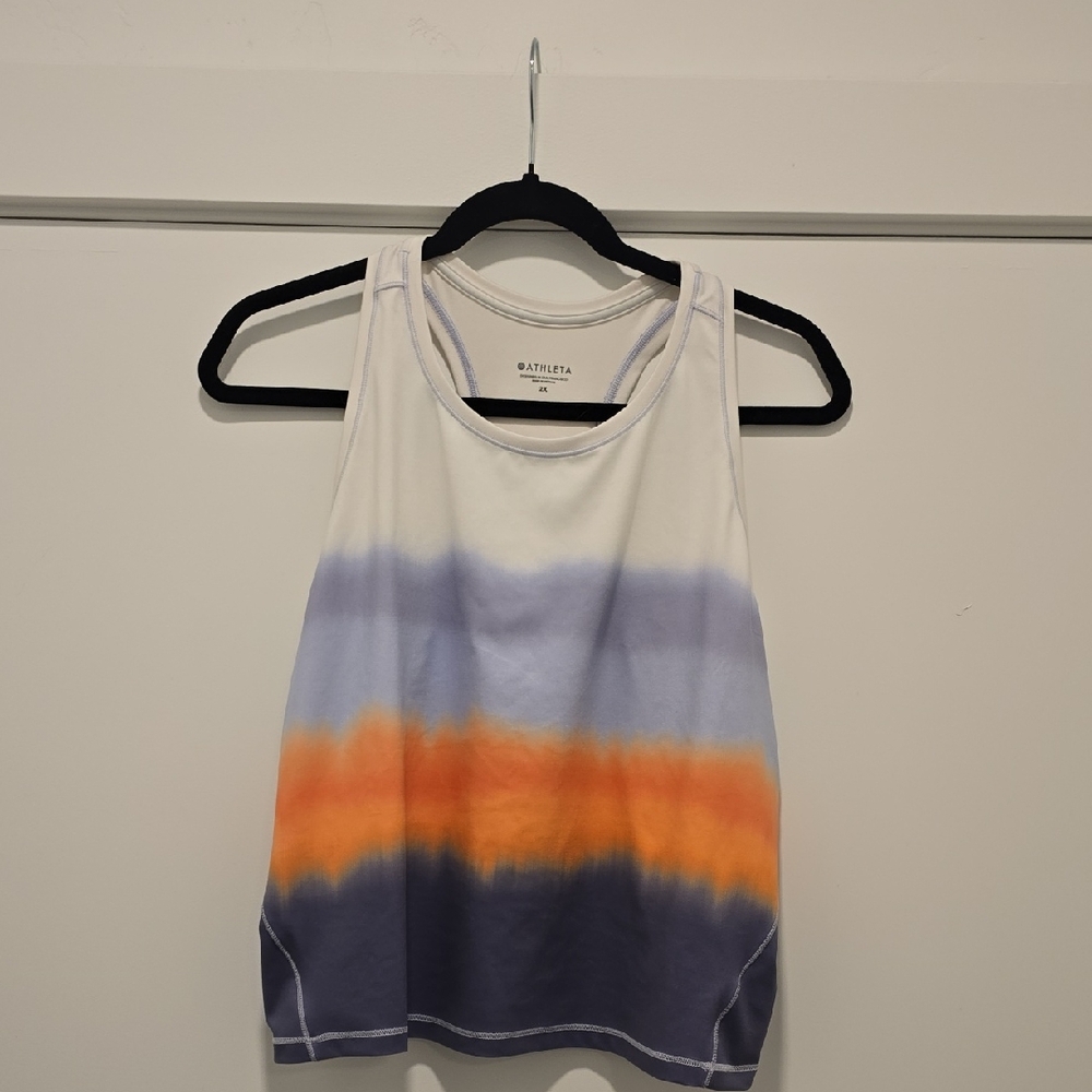 Athleta Women's White, Orange, and Blue Tank Top
